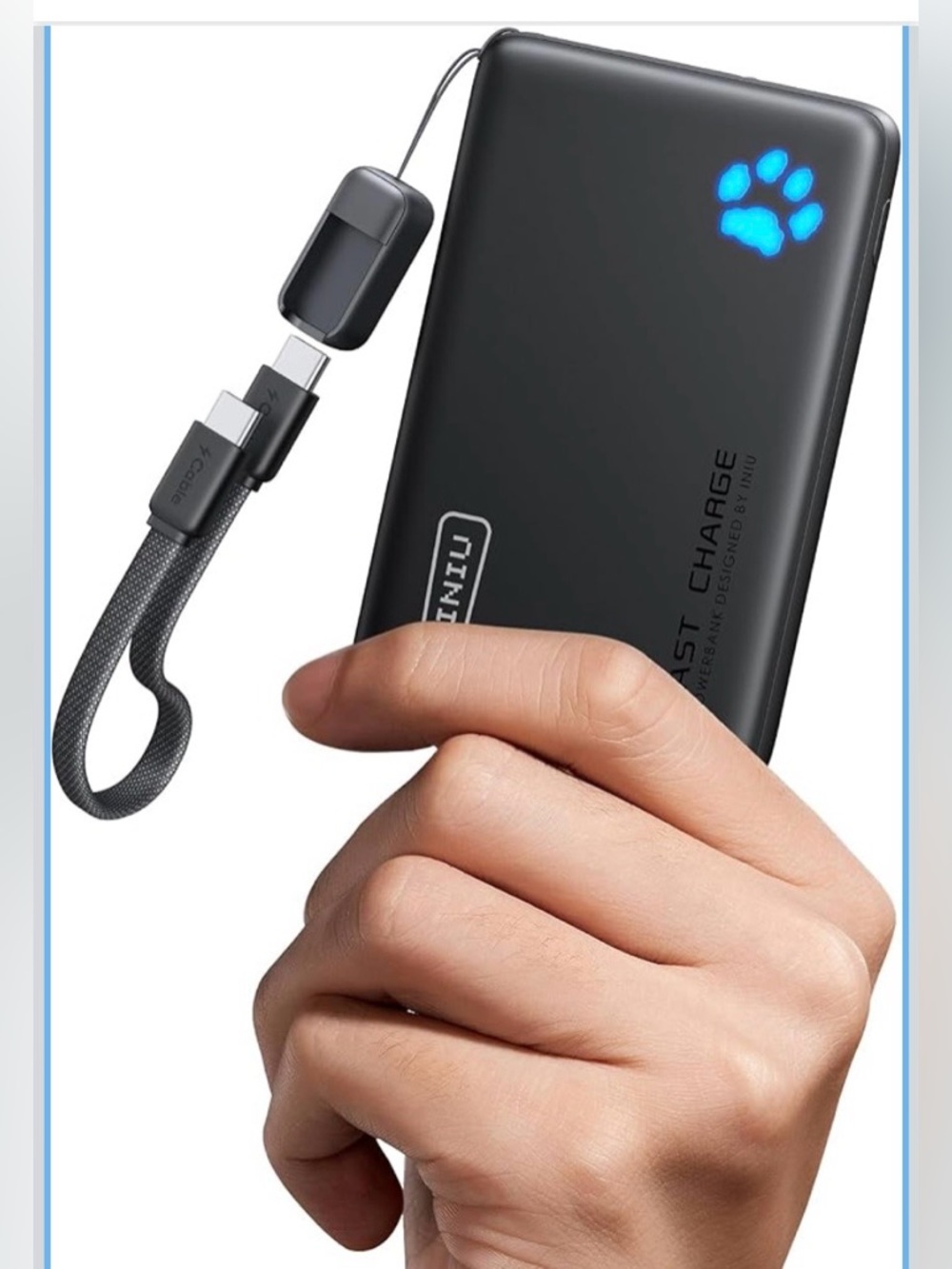 Power Bank BI-B41 Slim 10000mAh - Black with Blue Logo